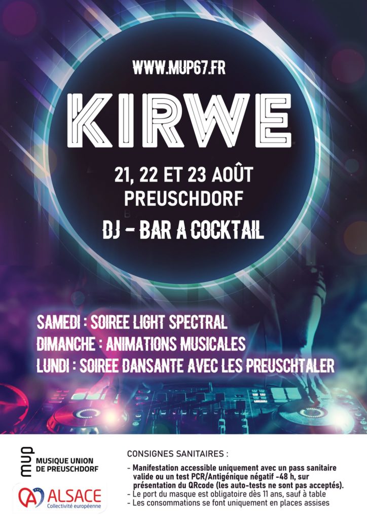 L’abus d’alcool est dangereux pour la santé. A consommer avec modération KIRWE 2021 PREUSCHDORF
21, 22, 23 août